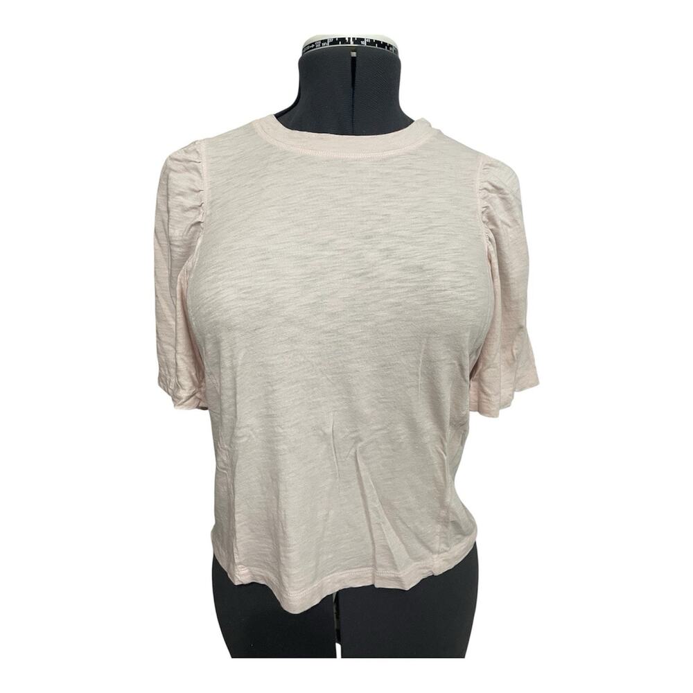 EVEREVE Flutter Sleeve Short Sleeve Crew Neck T-Shirt Blush Pink Women Medium